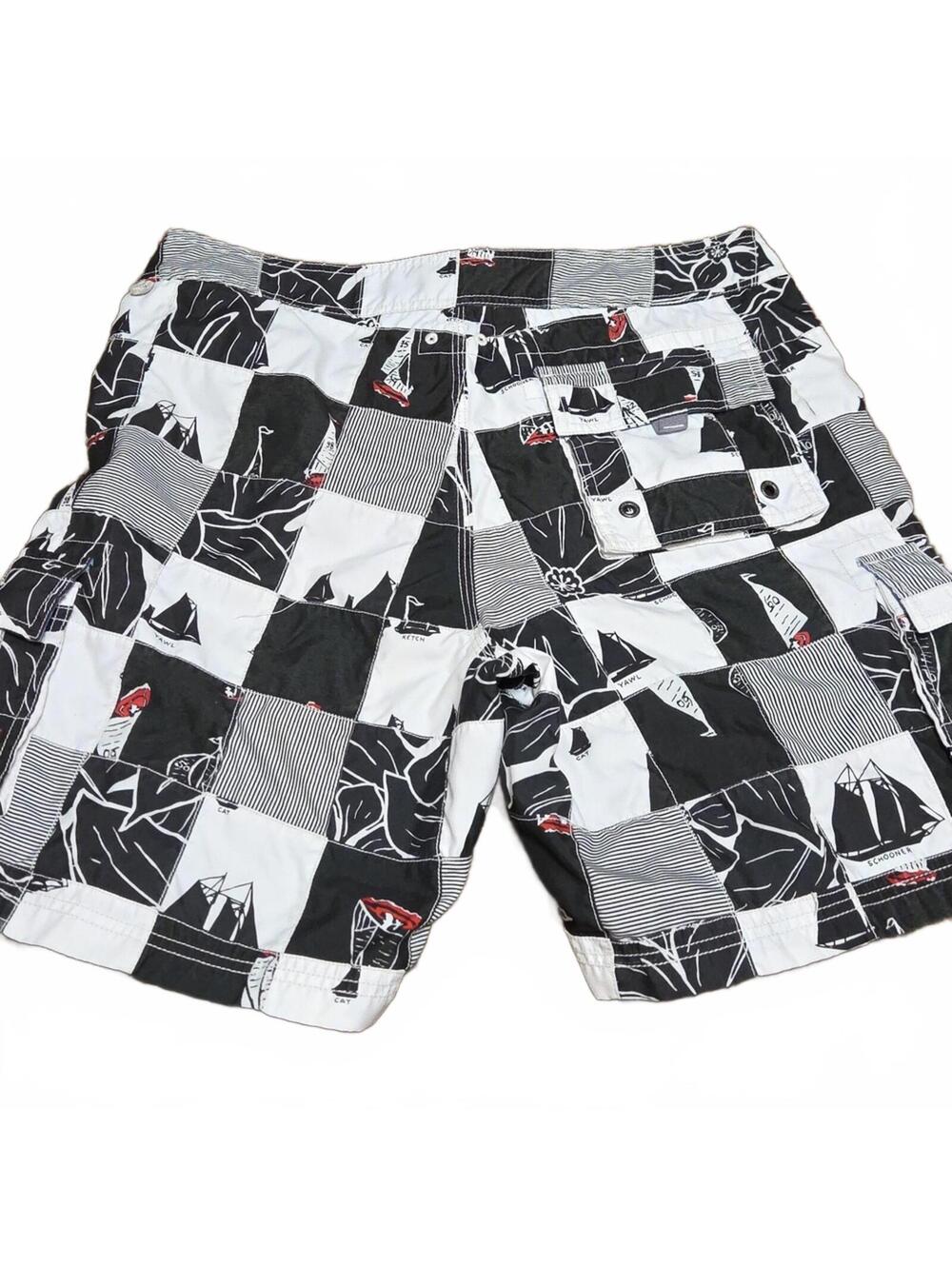 J. Crew | Black and White Patchwork Board Shorts | 34 - Picture 3 of 3